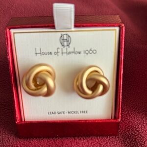 House of Harlow 1960 Twisted Gold Earrings new in the box